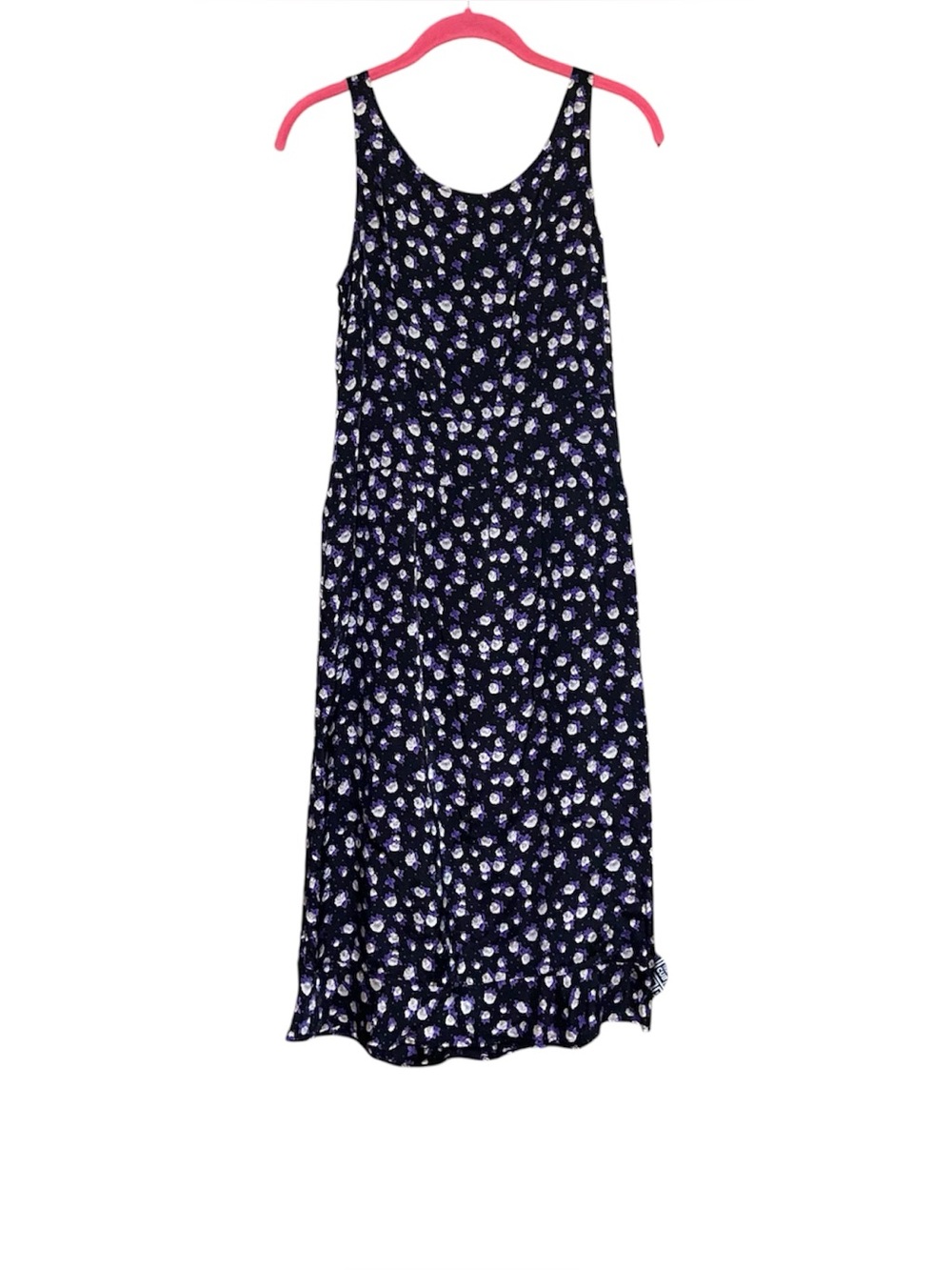 Claudie Pierlot Parisian Floral Midi Dress Black Romantic Minimalist Chic Small
